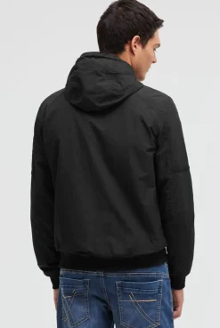 Sommer-Blouson mit Kapuze und Klappentaschen black