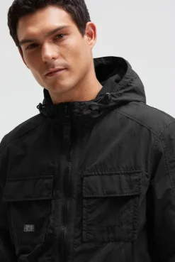 Sommer-Blouson mit Kapuze und Klappentaschen black