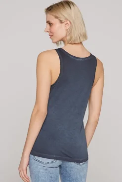 Sommertop Oil Dyed mit Print deep sea