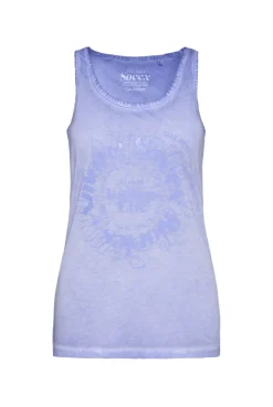 Sommertop Oil Dyed mit Print soft sky
