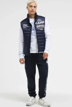 Steppweste im Materialmix mit Prints blue navy | S