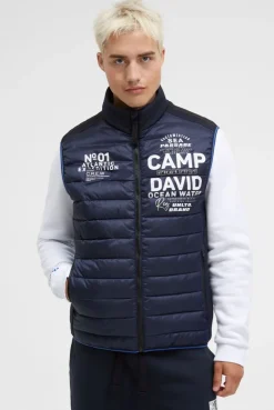 Steppweste im Materialmix mit Prints blue navy | S