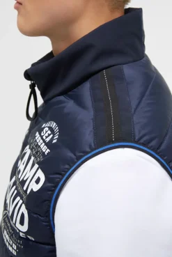 Steppweste im Materialmix mit Prints blue navy | S