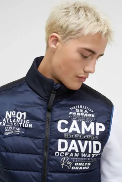 Steppweste im Materialmix mit Prints blue navy | S