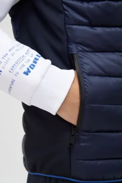 Steppweste im Materialmix mit Prints blue navy | S