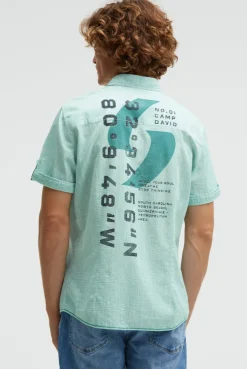 Streifenhemd Kurzarm mit Backprint island green