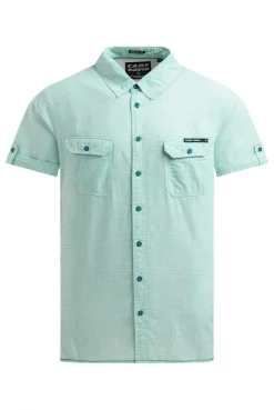 Streifenhemd Kurzarm mit Backprint island green