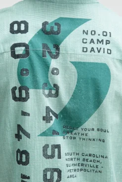 Streifenhemd Kurzarm mit Backprint island green