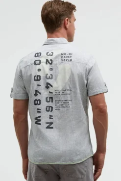 Streifenhemd Kurzarm mit Backprint blue navy