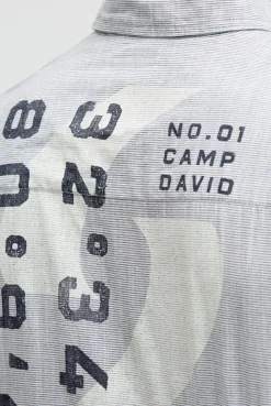 Streifenhemd Kurzarm mit Backprint blue navy
