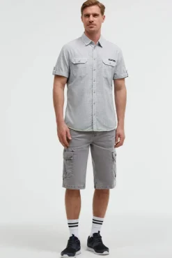 Streifenhemd Kurzarm mit Backprint blue navy