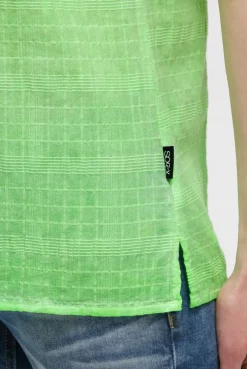Strukturierte Crêpe-Bluse mit V-Öffnung neon green