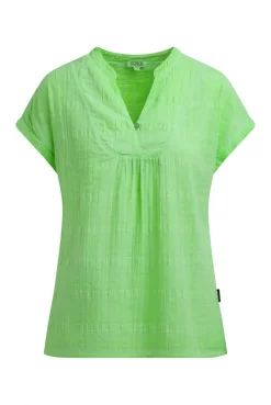 Strukturierte Crêpe-Bluse mit V-Öffnung neon green