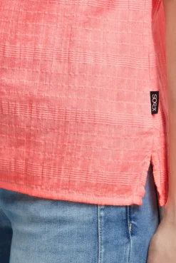 Strukturierte Crêpe-Bluse mit V-Öffnung neon flame