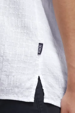 Strukturierte Crêpe-Bluse mit V-Öffnung opticwhite