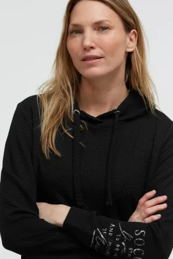 Strukturierter Hoodie mit Seitenschlitzen black
