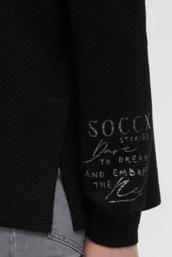 Strukturierter Hoodie mit Seitenschlitzen black
