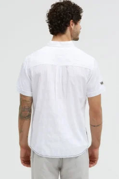Strukturiertes Kurzarmhemd mit Logo Artwork opticwhite