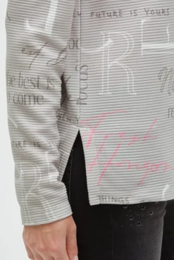 Strukturiertes Sweatshirt mit hohem Kragen und Artwork fresh grey | XS