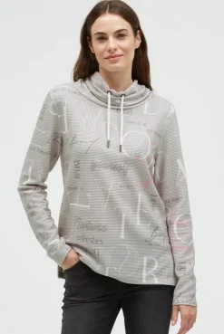 Strukturiertes Sweatshirt mit hohem Kragen und Artwork fresh grey | XS