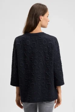 Strukturiertes Sweatshirt mit Intarsia-Artwork blue navy | XS/S