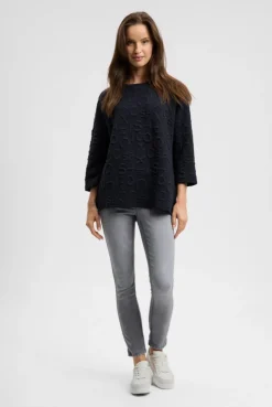 Strukturiertes Sweatshirt mit Intarsia-Artwork blue navy | XS/S