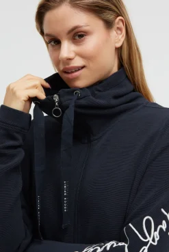 Strukturierte Sweatjacke mit hohem Kragen navy blue | L