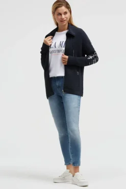 Strukturierte Sweatjacke mit hohem Kragen navy blue | L