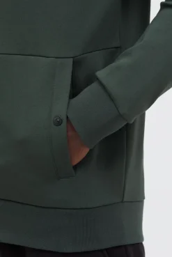 Sweatjacke aus Interlock mit Nylon-Kapuze oliv | S