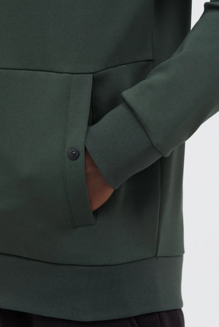 Sweatjacke aus Interlock mit Nylon-Kapuze oliv | S