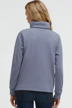 Sweatjacke mit hohem Kragen und Folienprints blue grey