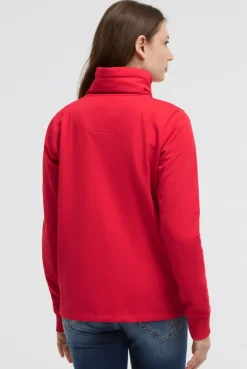 Sweatjacke mit hohem Kragen und Folienprints red orange