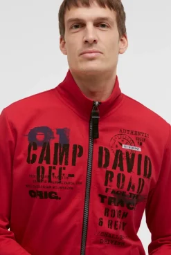 Sweatjacke mit Label Print red orange