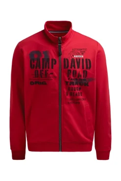 Sweatjacke mit Label Print red orange