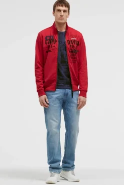 Sweatjacke mit Label Print red orange