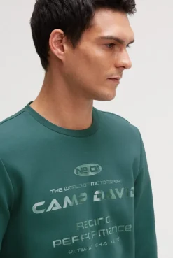 Sweatshirt aus Interlock mit Folienprint petrol green