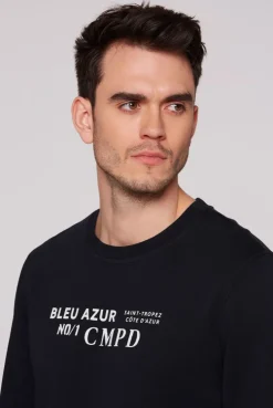 Sweatshirt mit Label Print blue navy