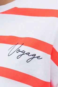 Sweatshirt mit Streifen-Design und Stickerei opticwhite