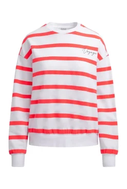 Sweatshirt mit Streifen-Design und Stickerei opticwhite