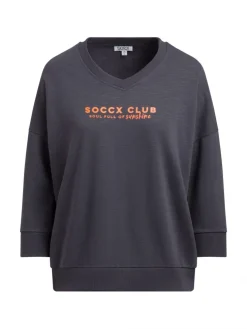 Sweatshirt mit V-Ausschnitt und Rückenprint charcoal mist