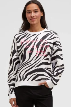 Sweatshirt mit Zebra-All-Over-Print opticwhite