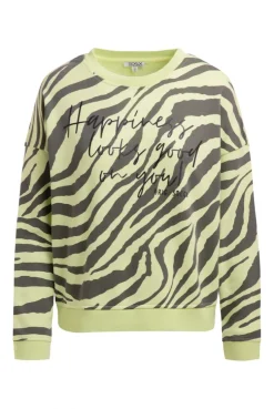Sweatshirt mit Zebra-All-Over-Print vivid lemon