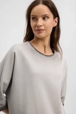 Sweatshirt Oil Dyed mit Kurzarm und Backprint fresh grey