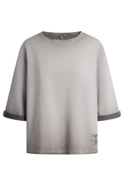 Sweatshirt Oil Dyed mit Kurzarm und Backprint fresh grey