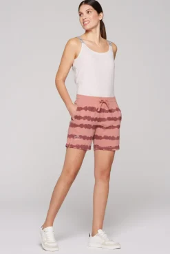 Sweatshorts mit Streifen im Batik-Look beachy red | XL