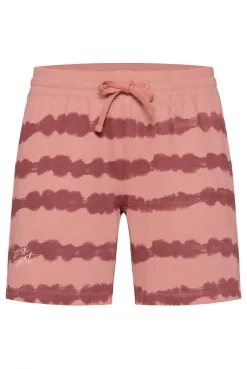 Sweatshorts mit Streifen im Batik-Look beachy red | XL