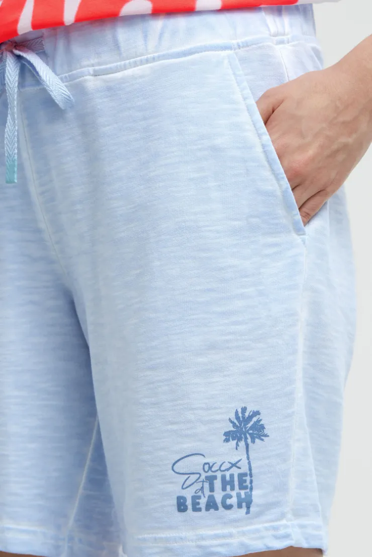 Sweatshorts Oil Dyed mit Label Print soft ocean | XXL