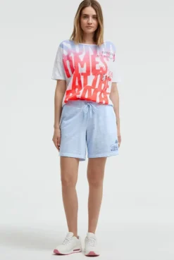 Sweatshorts Oil Dyed mit Label Print soft ocean | XXL