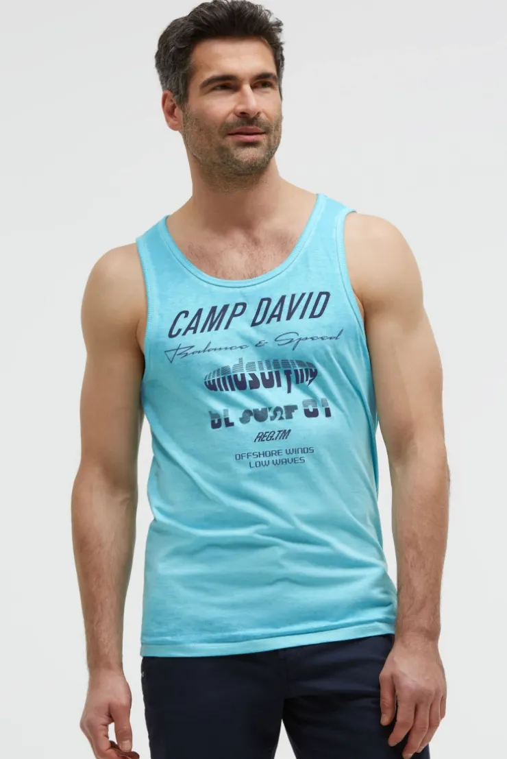 Tanktop mit Ausbrenner-Effekten und Prints aqua