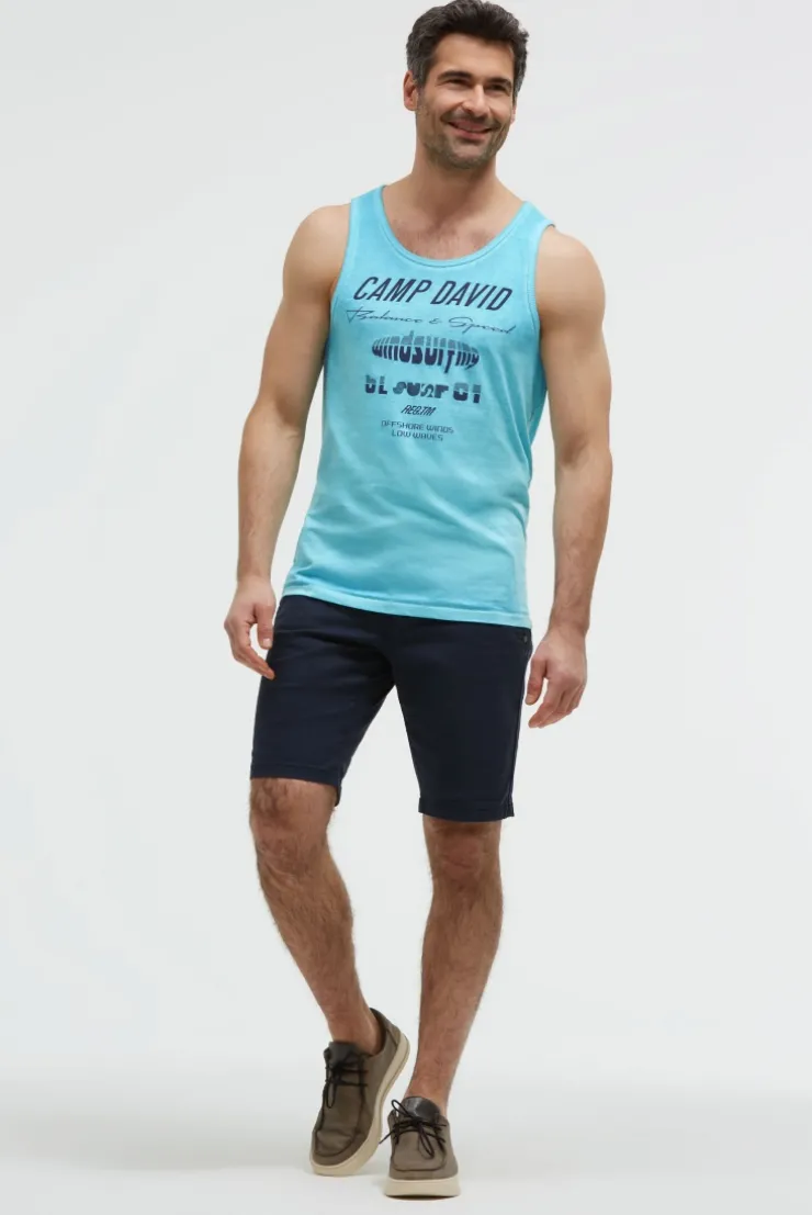 Tanktop mit Ausbrenner-Effekten und Prints aqua